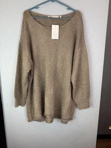 Weiche Umrandung Pullover Damen 3X grau metallic flauschiger Strickpullover kuschelig 58314 - Bild 1 von 13