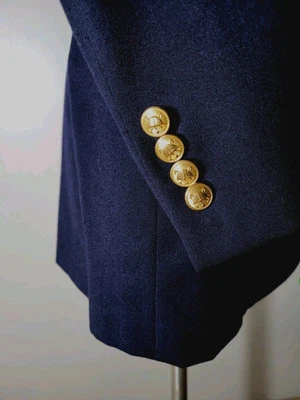 Vtg 38S POLO Ralph Lauren Canvas Gold Buttons Flannel Blazer Jacket Sport Coat - Image 1 of 4