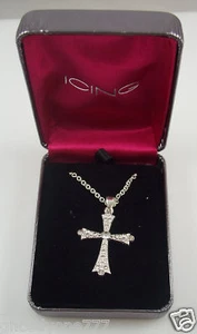 Collar Cruz Cristales Bling Tono Plata Glaseado Ideal para Pascua 19 pulgadas - Imagen 1 de 2