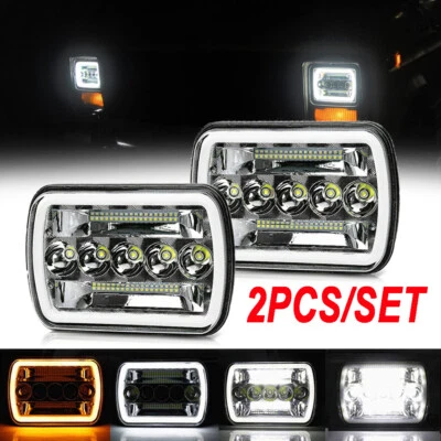 For 82-93 Chevy S10 Blazer GMC S15 JEEP 7X6 5X7 Projector LED Headlights 2PCS - Image 1 of 4