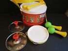 FISHER PRICE TOYS 1979 Marching Band Drum With Tambourine Cymbals Maracas 