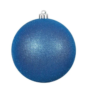 Vickerman N591002DG Blue Glitter Drilled Ball Ornament  4 in. - 6 per Bag - Picture 1 of 1