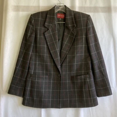 Blazer Sasson Mezcla Lana Cuadros Mujer Talla 6 Forrado Carrera Negocios Trabajo Foto 1 de 4