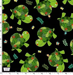 Wild Party: Black Turtle Love- Michael Miller Sold by the Yard - Picture 1 of 1