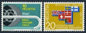 Switzerland 480-481 two sets,MNH.Michel 851-852. White cane for blind,EFTA,1967. - Picture 1 of 1