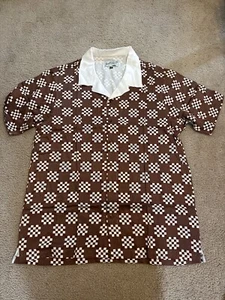 Camisa Polo Bogey Niños Para Hombres L Marrón Blanco A Cuadros Rendimiento Golf Macklemore - Imagen 1 de 6