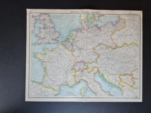 Mapa antiguo (1912) - Europa Central - Ferrocarriles - John Bartholomew - Imagen 1 de 11