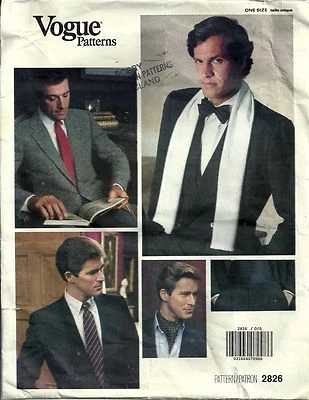 Vogue Sewing Pattern 2826 Men's Tie, Cummerbund, Scarf and Ascot One Size  - Image 1 of 4