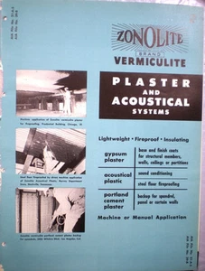Zonolite Company Plaster & Acoustical Systems Catalog VERMICULITE ASBESTOS 1956 - Picture 1 of 5