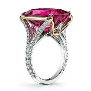4Ct Emerald Cut Lab Created Red Ruby Solitaire Engagement Ring 14K White Gold FN - Picture 1 of 1