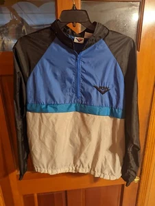 VINTAGE Pony Windbreaker Erwachsene Large leicht Herren blau Freizeit Half Zip  - Bild 1 von 5