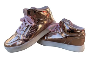 Sneaker Skechers Energy Lights oro rosa lucido Mid Top Light Show taglia 7,5 nuove - Foto 1 di 9