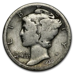 1935 P Mercury Silver Dime VG 90% Silver 10c Very Good - Picture 1 of 2