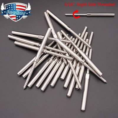 FEEKOR T316 Stainless Steel Swage Lag Screw Stud Right Threaded Fit 3/16" Cable Railing