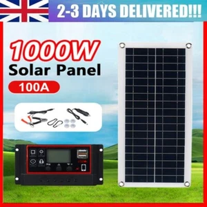 Kit Panel Solar 1000W Cargador de Batería 100A 12V con Controlador Caravana Barco - Imagen 1 de 15