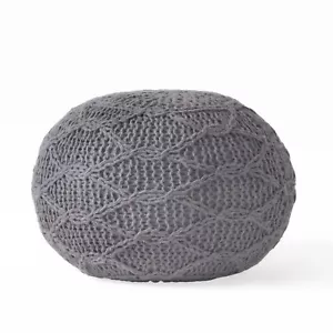 MALIBU KNITTED WOOL 20 X 20 ROUND POUF - Picture 1 of 6