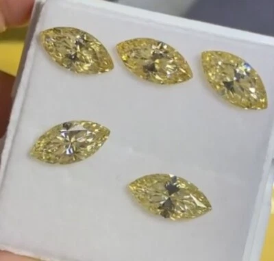 10Ct Natural Marquise Cut Yellow Color diamond CERTIFIED D Grade VVS1+ 1 2QW 5Pc - Image 1 of 3