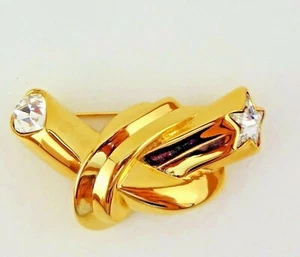 Vintage KJL "Herz & Sternschnuppe" Anstecknadel / Brosche - goldfarben - Bild 1 von 6