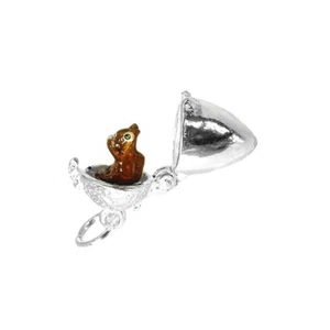 STERLING SILVER OPENING  SQUIRREL IN ACORN CHARM   - Picture 1 of 5