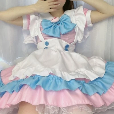 Plus Size 5XL Anime Cute Cat Pink Blue Lace Lolita Maid Dresses Cosplay Costume - Image 1 of 4