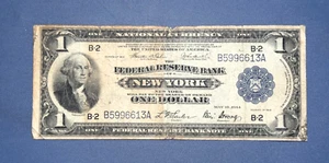 1918 One Dollar Large Size $1 Federal Reserve Bank Note NEW YORK - Picture 1 of 2