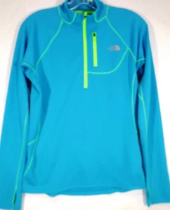 The North Face-Womens Long Sleeve Performance Running Shirt-Medium-1/4 Zip-Teal - Picture 1 of 7