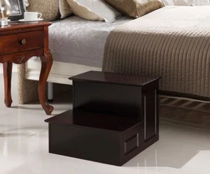 Kings Brand Furniture - Danial Large Wood Bedroom Step Stool, Cherry - Picture 1 of 4