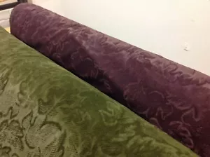 VELVET UPHOLSTERY FABRIC EMBOSSED MATERIAL DESIGN 140 CMS WIDE CAMPER green purp - Picture 1 of 9