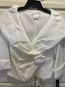 Jackie Jon New York Damen Bluse Top Gr. 8 Neu mit Etikett weiß Wickeloptik Reißverschluss hinten - Bild 1 von 9