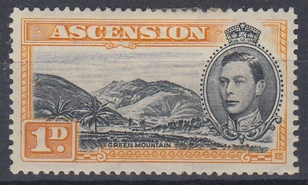 ASCENSION 1940 KGVI 1d. BLACK & ORANGE YELLOW HM (ID:735/D30366) - Image 1 of 1