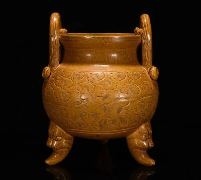 Quemador de incienso 9,8" china antiguo canto dinastía yue horno porcelana esmalte amarillo Foto 1 de 4