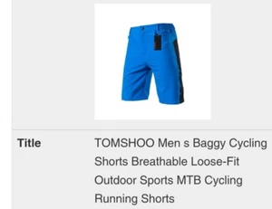 TOMSHOO Men s Baggy Cycling Shorts Breathable Loose-Fit - Picture 1 of 2