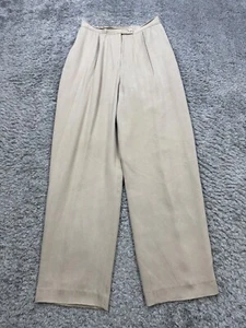 Liz Claiborne Pants Women 10 Beige Silk High Rise Pleated Taper Trousers Vtg Y2K - Picture 1 of 9
