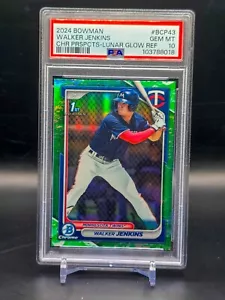2024 Bowman Chrome 1st Walker Jenkins Lunar Glow Refractor PSA 10 - Picture 1 of 2