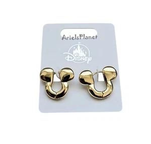 2025 Disney Parks Mickey Mouse Ear Huggie Hoop Gold Toned Earrings - Picture 1 of 4