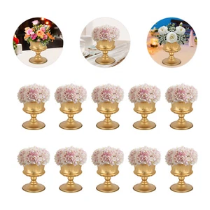10x Jarrón trompeta dorado vintage europeo boda fiesta centros de mesa suministros decoración - Imagen 1 de 24