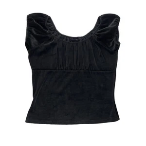 Bambola donna media bambino strega nera grunge boho chic ruched contadina velluto top - Foto 1 di 7