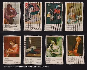 Cartas UPU Centenario 1974 Sc 1530 a 1537 8 diferentes 1537a usado juego de 8 - Imagen 1 de 1