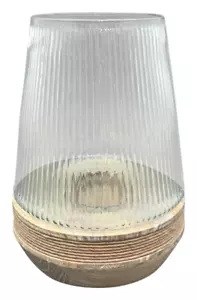 WindLicht Puri, natur, Glas/Holz Landhaus Shabby 29 cm für Kerzen und Teelichter - Bild 1 von 1