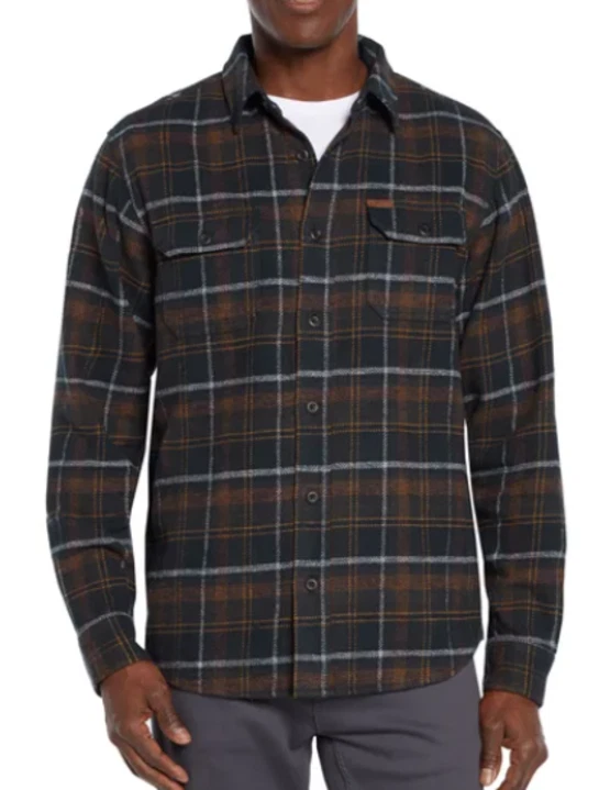 Orvis Men’s Spread Collar Flannel Shirt Blue/Brown XL*