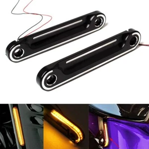Soporte de señal de giro de horquilla empotrada LED delantera para Harley Touring con Batwing 1998-UP - Imagen 1 de 6