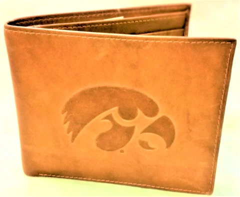 Iowa Genuine Leather Embossed Bi-Fold Wallet New Rico Industries Cover