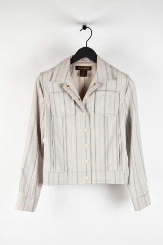 LOUIS VUITTON（LV） Giacca a scatto originale Louis Vuitton donna beige a righe taglia 38(M) H3706