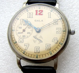 Orologio da polso vintage GALA stile militare di IWW, cassa in nichel 47,4 mm - Foto 1 di 15