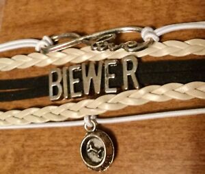  Biewer Dog "Love" & "Top Dog" Charms Suede Leather Bracelet  **free shipping