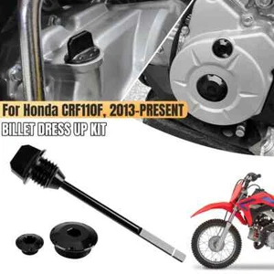 Black Aluminum Engine Oil Dipstick Dress Up Kit For Honda CRF110 2013-2023 AN - Picture 1 of 14