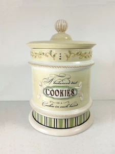 MCM Ceramic Cookie Jar Round Grassland Road Balanced Diet Biscotti 11" EXCELLENT - Picture 1 of 9