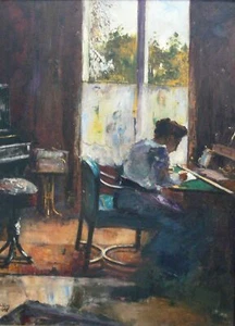 Lesser Ury Woman at Writing Desk 1898 17"x 22" Archival Art Print - Picture 1 of 1