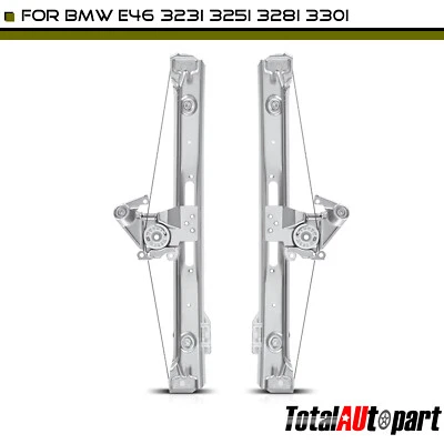 2 Window Regulator W/o Motor for BMW E46 323i 325xi 328i 330xi Rear Left & Right - Image 1 of 4