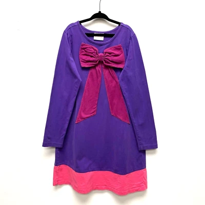 Vestido Hanna Andersson Niños Niñas Púrpura Lazo Apliques Manga Larga 140/10 Foto 1 de 4